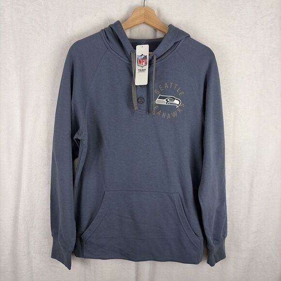 Seattle Seahawks NFL Team Apparel Hooded Henley Hoodie Mens Medium NWT - Picture 1 of 6